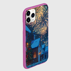 Чехол iPhone 11 Pro матовый Праздничный новогодний салют, цвет: 3D-фиолетовый — фото 2