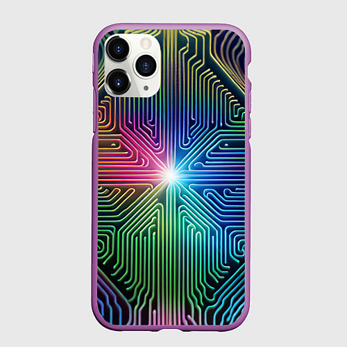 Чехол iPhone 11 Pro матовый Линейная графика / 3D-Фиолетовый – фото 1