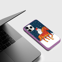 Чехол iPhone 11 Pro матовый Кот Бендер и огненный конь - 2026, цвет: 3D-фиолетовый — фото 2