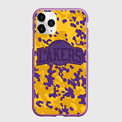 Чехол iPhone 11 Pro матовый NBA LA Lakers, цвет: 3D-фиолетовый