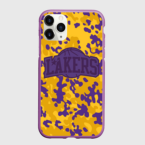 Чехол iPhone 11 Pro матовый NBA LA Lakers / 3D-Фиолетовый – фото 1