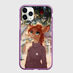 Чехол iPhone 11 Pro матовый Новогодняя аниме лошадка