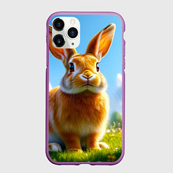 Чехол iPhone 11 Pro матовый Солнечный кролик на лугу