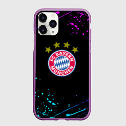 Чехол iPhone 11 Pro матовый Бавария Мюнхен неоновые краски всплеск