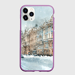 Чехол iPhone 11 Pro матовый Снежный день в Санкт-Петербурге