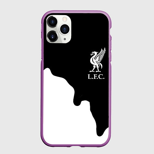Чехол iPhone 11 Pro матовый Ливерпуль краски разводы / 3D-Фиолетовый – фото 1