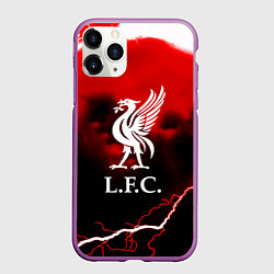 Чехол iPhone 11 Pro матовый Ливерпуль шторм молнии красный, цвет: 3D-фиолетовый