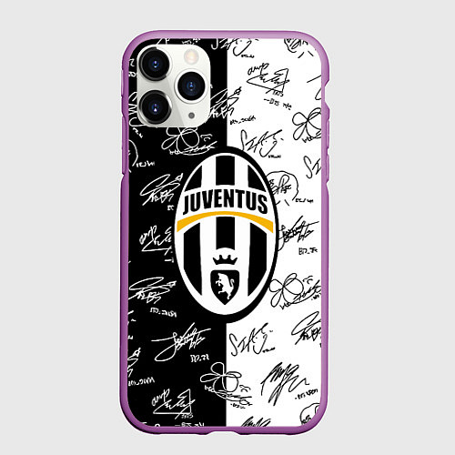 Чехол iPhone 11 Pro матовый Ювентус автографы / 3D-Фиолетовый – фото 1
