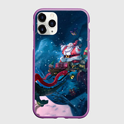 Чехол iPhone 11 Pro матовый Санта с динозавром