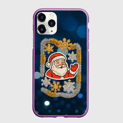 Чехол iPhone 11 Pro матовый Дем Мороз и новогодняя гирлянда, цвет: 3D-фиолетовый