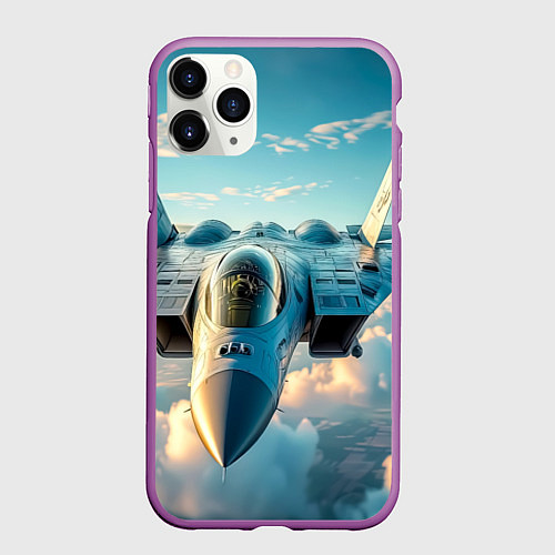 Чехол iPhone 11 Pro матовый Стремительный страж небес / 3D-Фиолетовый – фото 1