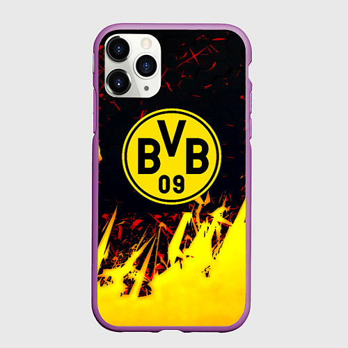 Чехол iPhone 11 Pro матовый Borussia краски соты / 3D-Фиолетовый – фото 1