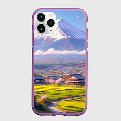 Чехол iPhone 11 Pro матовый Сакура у подножия Фудзиямы
