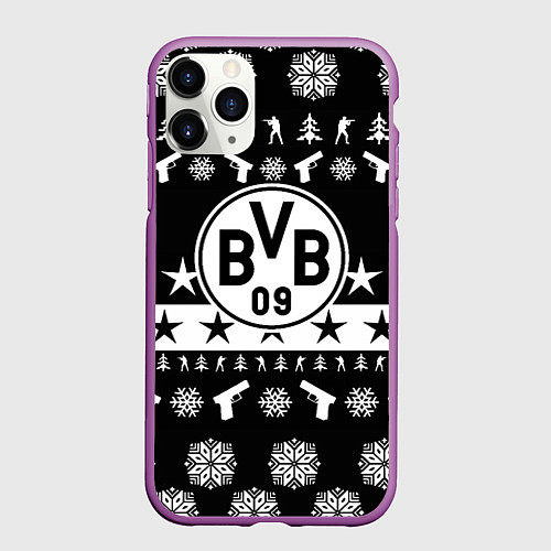 Чехол iPhone 11 Pro матовый Borussia x counter strike / 3D-Фиолетовый – фото 1