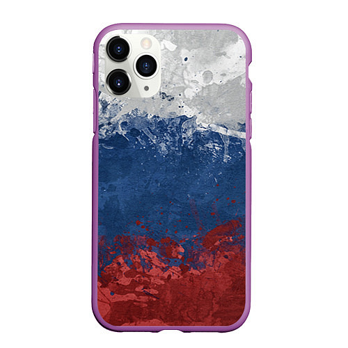 Чехол iPhone 11 Pro матовый Флаг России / 3D-Фиолетовый – фото 1