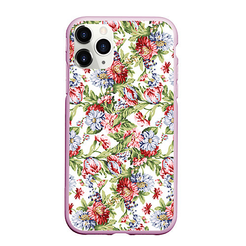 Чехол iPhone 11 Pro матовый Цветы / 3D-Розовый – фото 1