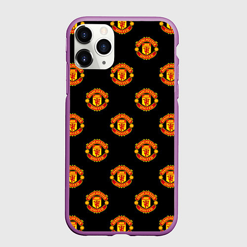 Чехол iPhone 11 Pro матовый Manchester United Pattern / 3D-Фиолетовый – фото 1
