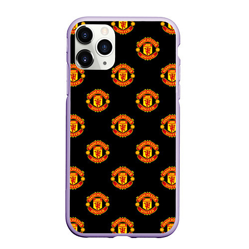 Чехол iPhone 11 Pro матовый Manchester United Pattern / 3D-Светло-сиреневый – фото 1