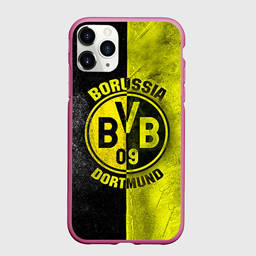 Чехол iPhone 11 Pro матовый Borussia Dortmund / 3D-Малиновый – фото 1