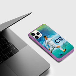 Чехол iPhone 11 Pro матовый CR Ronaldo, цвет: 3D-фиолетовый — фото 2