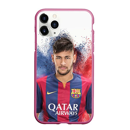 Чехол iPhone 11 Pro матовый Neymar FCB / 3D-Малиновый – фото 1