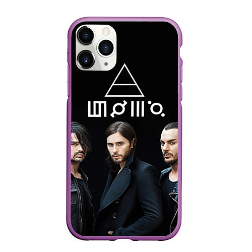 Чехол iPhone 11 Pro матовый 30 seconds to mars / 3D-Фиолетовый – фото 1