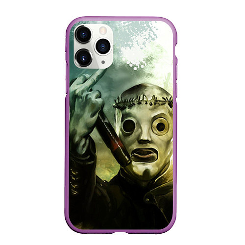 Чехол iPhone 11 Pro матовый Slipknot / 3D-Фиолетовый – фото 1