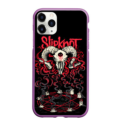 Чехол iPhone 11 Pro матовый Slipknot / 3D-Фиолетовый – фото 1