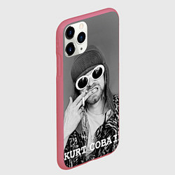 Чехол iPhone 11 Pro матовый Кобейн в очках, цвет: 3D-малиновый — фото 2