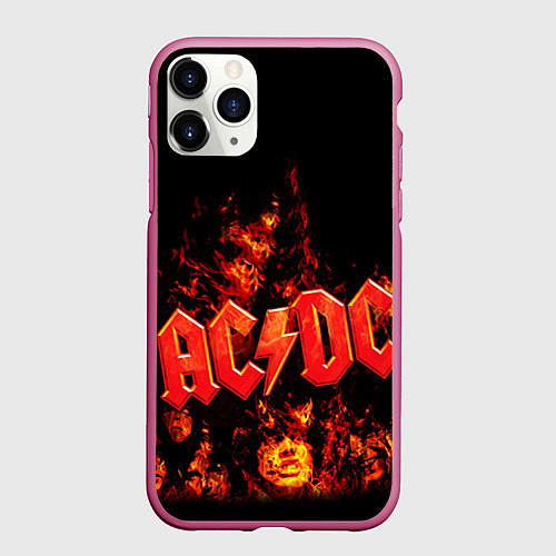 Чехол iPhone 11 Pro матовый AC/DC Flame / 3D-Малиновый – фото 1