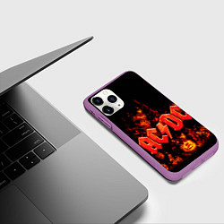 Чехол iPhone 11 Pro матовый AC/DC Flame, цвет: 3D-фиолетовый — фото 2