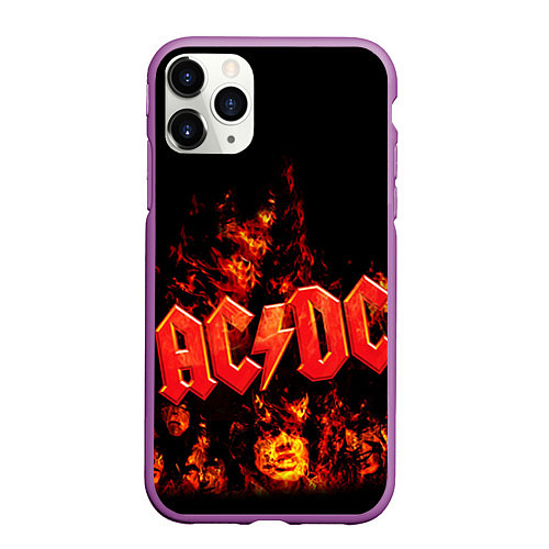 Чехол iPhone 11 Pro матовый AC/DC Flame / 3D-Фиолетовый – фото 1