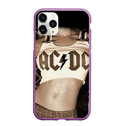 Чехол iPhone 11 Pro матовый AC/DC Girl / 3D-Фиолетовый – фото 1