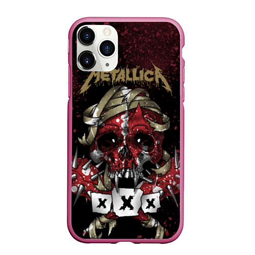 Чехол iPhone 11 Pro матовый Metallica: XXX / 3D-Малиновый – фото 1