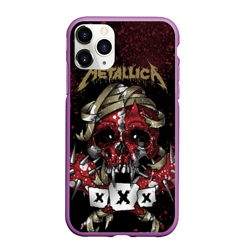 Чехол iPhone 11 Pro матовый Metallica: XXX / 3D-Фиолетовый – фото 1