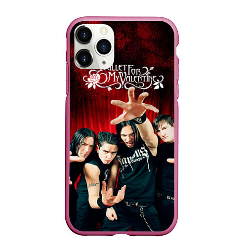 Чехол iPhone 11 Pro матовый Bullet for my valentine / 3D-Малиновый – фото 1