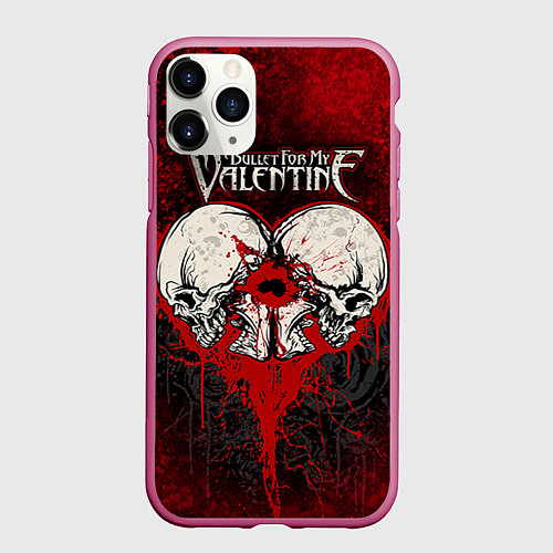 Чехол iPhone 11 Pro матовый BFMV: Duo Skulls / 3D-Малиновый – фото 1