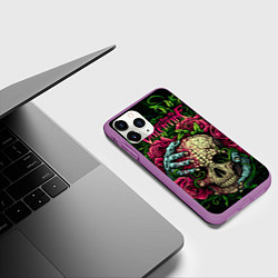Чехол iPhone 11 Pro матовый BFMV: Roses Skull, цвет: 3D-фиолетовый — фото 2