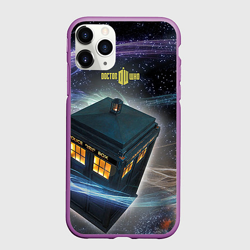 Чехол iPhone 11 Pro матовый Police Box / 3D-Фиолетовый – фото 1