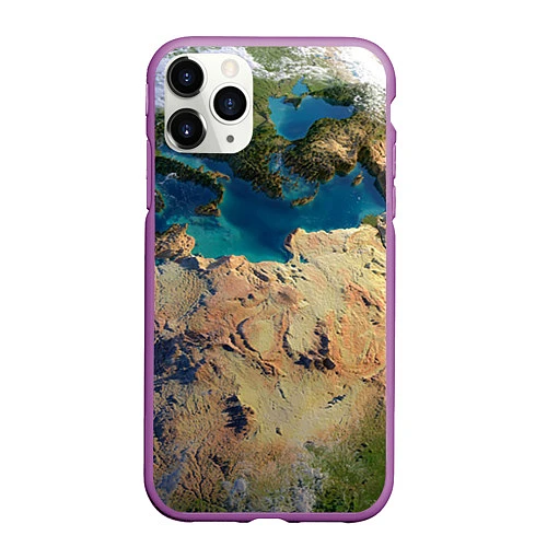 Чехол iPhone 11 Pro матовый Земля / 3D-Фиолетовый – фото 1