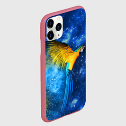 Чехол iPhone 11 Pro матовый Космический попугай, цвет: 3D-малиновый — фото 2