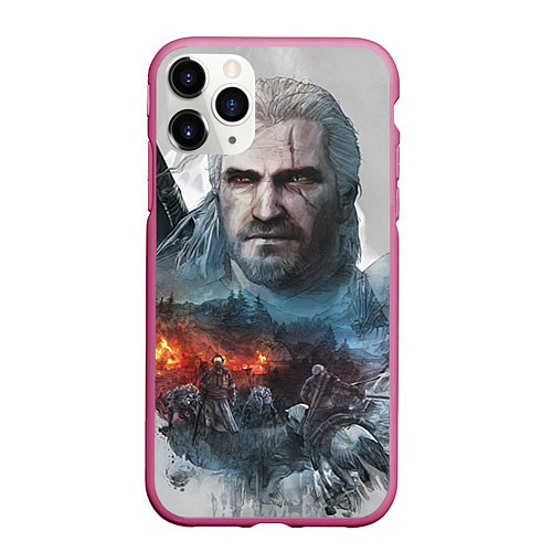 Чехол iPhone 11 Pro матовый Witcher / 3D-Малиновый – фото 1