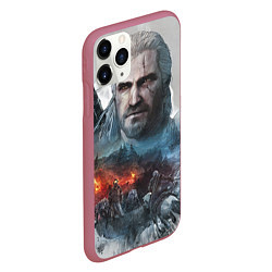 Чехол iPhone 11 Pro матовый Witcher, цвет: 3D-малиновый — фото 2