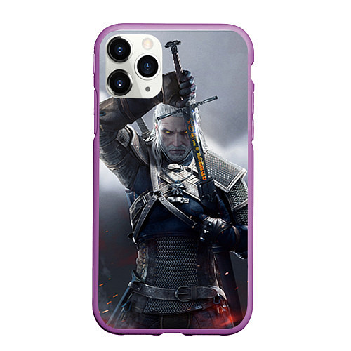 Чехол iPhone 11 Pro матовый Геральт / 3D-Фиолетовый – фото 1