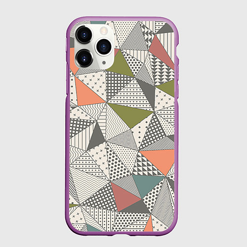 Чехол iPhone 11 Pro матовый Геометрия / 3D-Фиолетовый – фото 1