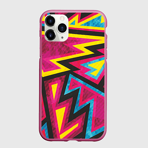 Чехол iPhone 11 Pro матовый Геометрия / 3D-Малиновый – фото 1