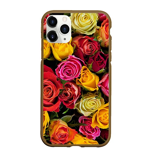 Чехол iPhone 11 Pro матовый Ассорти из роз / 3D-Коричневый – фото 1