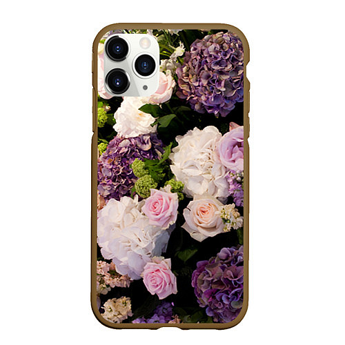 Чехол iPhone 11 Pro матовый Весенние цветы / 3D-Коричневый – фото 1