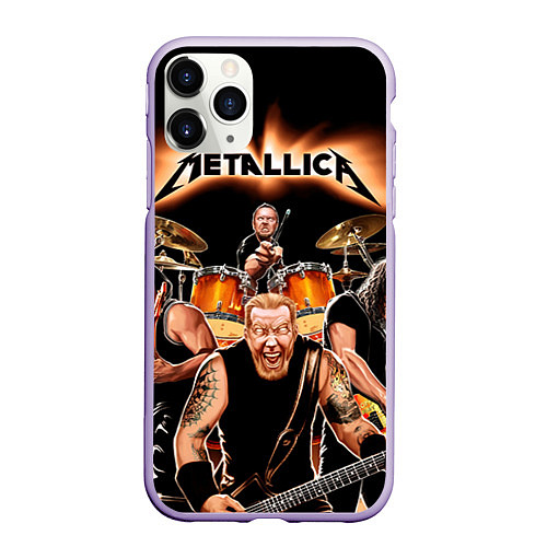 Чехол iPhone 11 Pro матовый Metallica Band / 3D-Светло-сиреневый – фото 1