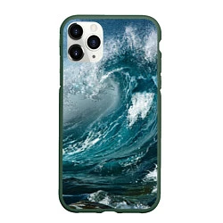 Чехол iPhone 11 Pro матовый Волна, цвет: 3D-темно-зеленый